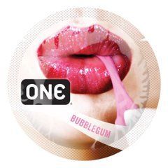 Ароматизований презерватив ONE FlavorWaves Bubblegum, 1 шт, фіолетовий, запах жувальної гумки