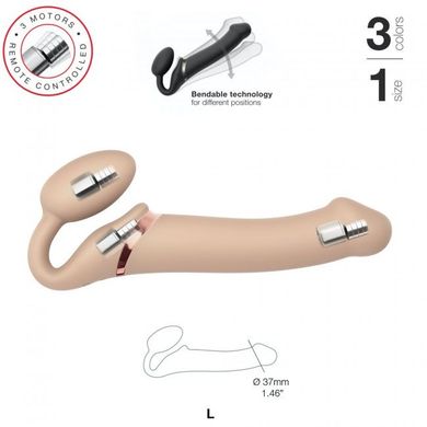 Безремневий страпон з вібрацією Strap-On-Me Vibrating Flesh L, діаметр 3,7см, пульт ДК, що регулюється