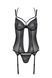 Корсет Passion DROSERA CORSET black, S/M, с креплениями для чулок, трусики в комплекте