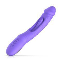 Вібратор Good Vibes Only - Flax Vibrating Dildo with G-Spot Stimulator, фіолетовий