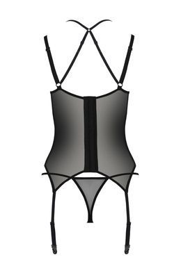 Корсет Passion DROSERA CORSET black, XXL/XXXL, с креплениями для чулок, трусики в комплекте