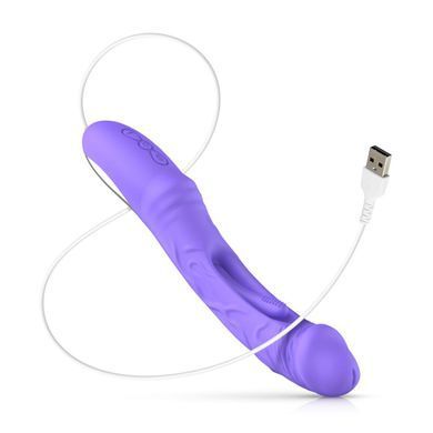 Вібратор Good Vibes Only - Flax Vibrating Dildo with G-Spot Stimulator, фіолетовий