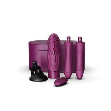 Компактна смарт секс-машина Zalo &ndash; Sesh Velvet Purple, 2 насадки, пульт ДК, кристал Swarovski
