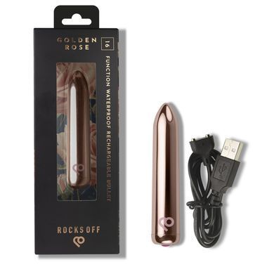 Віброкуля Rocks Off Bullet Golden Rose 16 Settings, золота