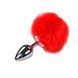 Металева анальна пробка Кролячий хвостик Alive Fluffly Plug M Red