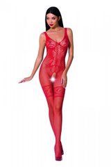 Бодістокінг Passion BS069 red, комбінезон, імітація панчох і боді