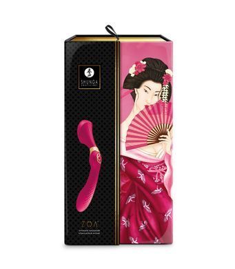 Вібромасажер Shunga Zoa Raspberry, двосторонній, малиновий