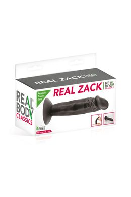 Фалоімітатор із присоскою Real Body — Real Zack Black, TPE, діаметр 3,7 см