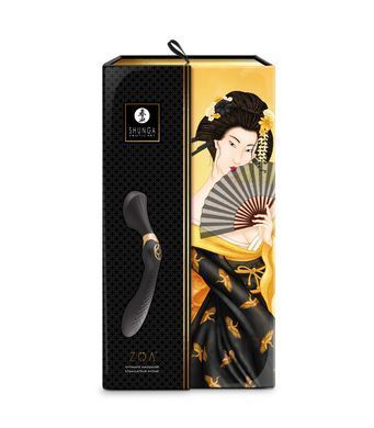 Вибромассажер Shunga Zoa Black, двусторонний, черный