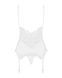 Сатиновый кружевной корсет Obsessive 810-COR-2 babydoll & thong S/M, белый, корсет, танга