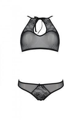 Комплект: бра, трусики з ажурним декором та відкритим кроком Ursula Set black S/M &mdash; Passion