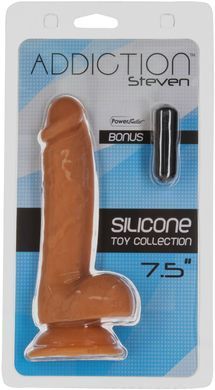 Фалоімітатор ADDICTION Steven 7.5" Silicone Dong Caramel, віброкуля в подарунок