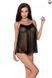 Сорочка прозора бебі дол MELANIA CHEMISE black XXL/XXXL - Passion, трусики, на тонких бретелях
