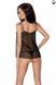Сорочка прозора бебі дол MELANIA CHEMISE black XXL/XXXL - Passion, трусики, на тонких бретелях