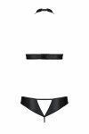 Комплект: відкритий топ та трусики з екошкіри з люверсами Malwia Set with Open Bra black S/M &mdash; Passi, Черный