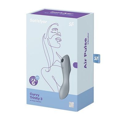 Вакуумний стимулятор з вібрацією Satisfyer Curvy Trinity 3 блакитно-сірий