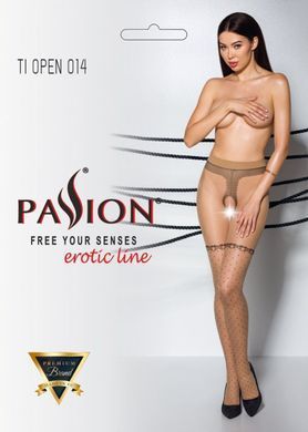 Тілесні колготки з відкритим доступом, імітація панчіх TIOPEN 014 beige 5 (20 den) &mdash; Passion