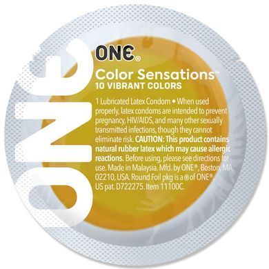 Презерватив ONE Color Sensations ONE will get you there, 1 шт, жовтий, гладенький, зі змазкою