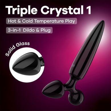 Трехсторонний стеклянный дилдо Satisfyer Triple Crystal 1 Black, черный