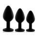 Набір анальних пробок із кристалом Rianne S: Booty Plug Set Black, діаметр 2,7см, 3,5см, 4,1см