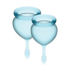 Набір менструальних чаш Satisfyer Feel Good (light blue), 15мл та 20мл, мішечок для зберігання