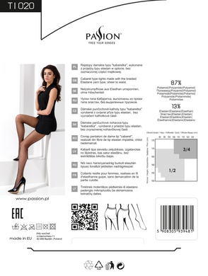 Колготки в сеточку без выделенных трусиков Passion TI020 nero 1/2 (fishnet) типа Кабаретка