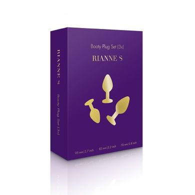 Набір силіконових анальних пробок із кристалом Rianne S: Booty Plug Set Purple, діаметр 2,7см, 3,5см