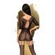Бодістокінг Penthouse High stakes S/L Black, міні-сукня, квітковий декор, глибоке декольте, панчохи