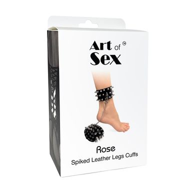 Поножі з шипами з натуральної шкіри Art of Sex  - Rose, колір чорний