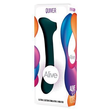 Вибратор и вакуумный клиторальный стимулятор 2-в-1 Alive Quiver черный