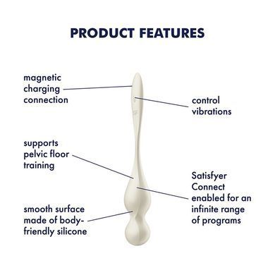Вагинальные смарт-шарики с вибрацией Satisfyer Love Birds 1, белые