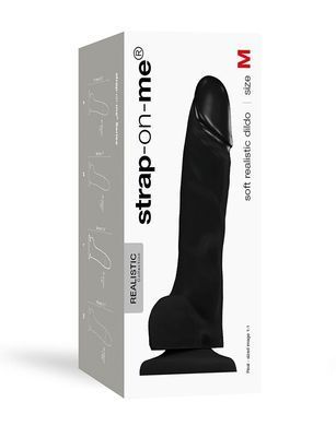 Реалистичный фаллоимитатор Strap-On-Me SOFT REALISTIC DILDO черный - Size M