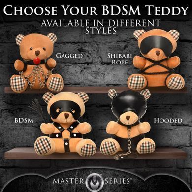 Плюшевый медвежонок ROPE Teddy Bear БДСМ в кожаной маске и обвязке, 22x16x12 см