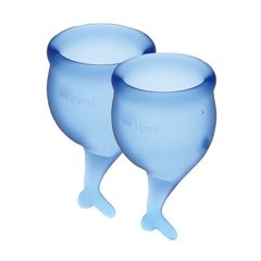Набір менструальних чаш Satisfyer Feel Secure (dark blue), 15мл та 20мл, мішечок для зберігання