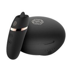 Мінівібратор з язичком Rosy Gold - Vibrating & Licking Dual Stimulator, чорний