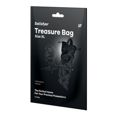 Мішечок для секс-іграшок Satisfyer Treasure Bag XL, чорний, на шнурку