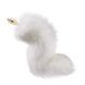 Металева анальна пробка з хутряним хвостом LOCKINK SEVANDA White Fox-Tail Anal Rose-shape Plug