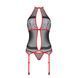 Корсет з пажами Passion SATARA CORSET XXL/XXXL red, стрінги, мереживо, застібки спереду та ззаду