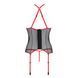Корсет з пажами Passion SATARA CORSET XXL/XXXL red, стрінги, мереживо, застібки спереду та ззаду