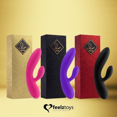 Гнучкий вібратор кролик з двома моторами FeelzToys Lea Rabbit Vibrator чорний