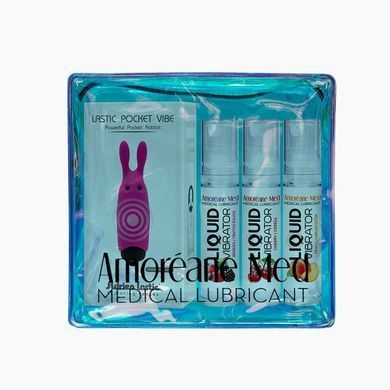Набор из 3-х вкусов стимулирующего лубриканта Amoreane Med и виброшарии Adrien Lastic Pink