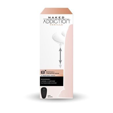 Фалоімітатор з ротацією та пульсацією Naked ADDICTION 8&Prime; Rotating & Thrusting Dong - Vanilla, тілесний