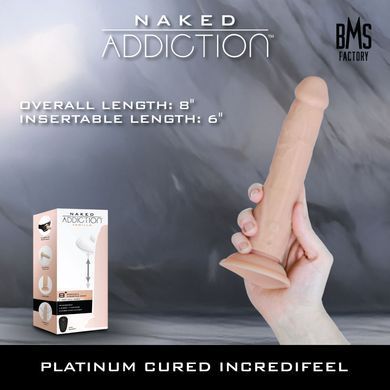 Фалоімітатор з ротацією та пульсацією Naked ADDICTION 8&Prime; Rotating & Thrusting Dong - Vanilla, тілесний