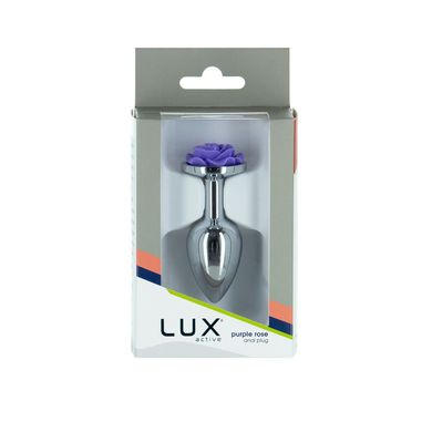Металева анальна пробка Lux Active з трояндою - Rose Anal Plug - Purple