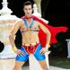 Чоловічий еротичний костюм супермена "Готовий на все Стів" S/M: плащ, портупея, шорти, манжети, Синий/красный