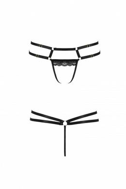 Трусики-стринги из стреп с кружевом LORRY THONG black XXL/XXXL - Passion Exclusive