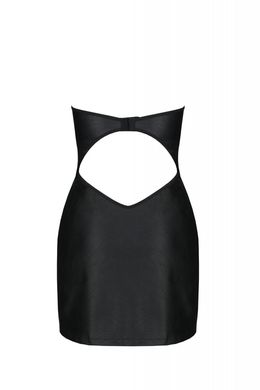 Міні-сукня з екошкіри CELINE CHEMISE black 4XL/5XL — Passion: шнурівка, трусики в комплекті
