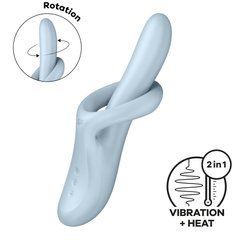 Вибратор с ротацией Satisfyer Heat Flex 4 Grey, подогрев до 39&deg;C, голубой