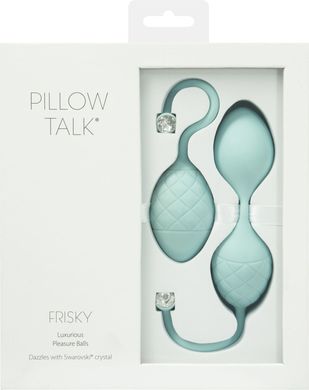 Розкішні вагінальні кульки PILLOW TALK - Frisky Teal з кристалом, діаметр 3,2 см, вага 49-75гр