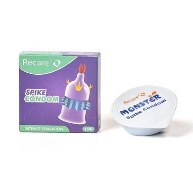 Насадка на член Recare Spike Condom Purple (презерватив з вусиками та рядами шипів)